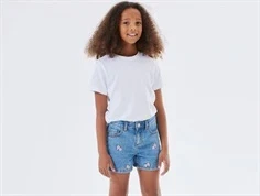 Name It shorts medium blå denim med blomster
